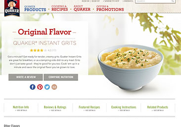 Thumbnail of an oatmeal product detail website